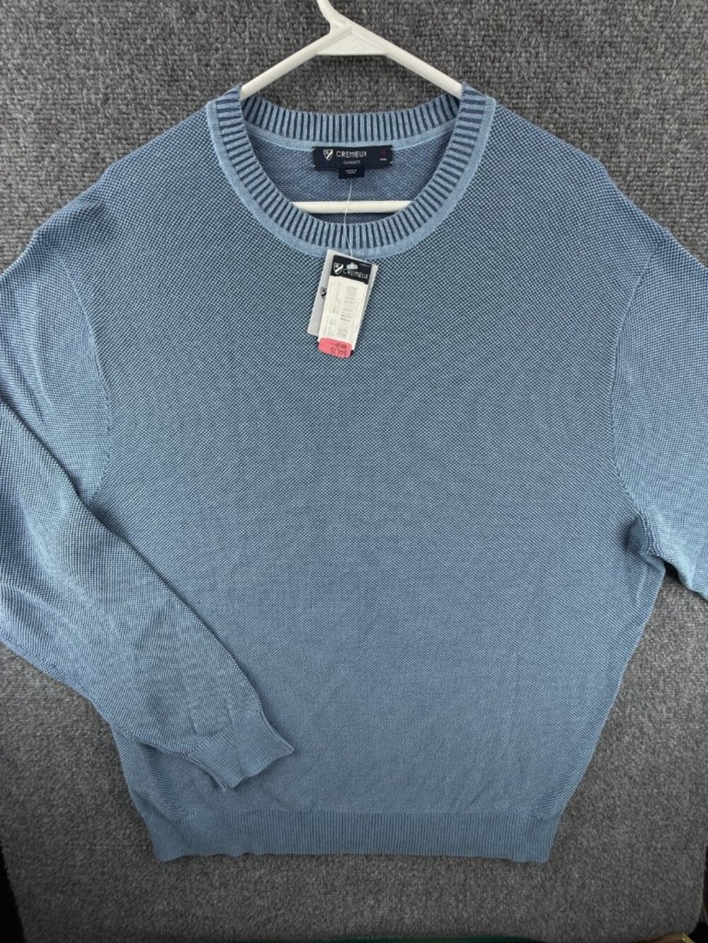 NWT Cremieux Sweater Men Blue Crew Neck XL Knit Pullover All Cotton Long Sleeve